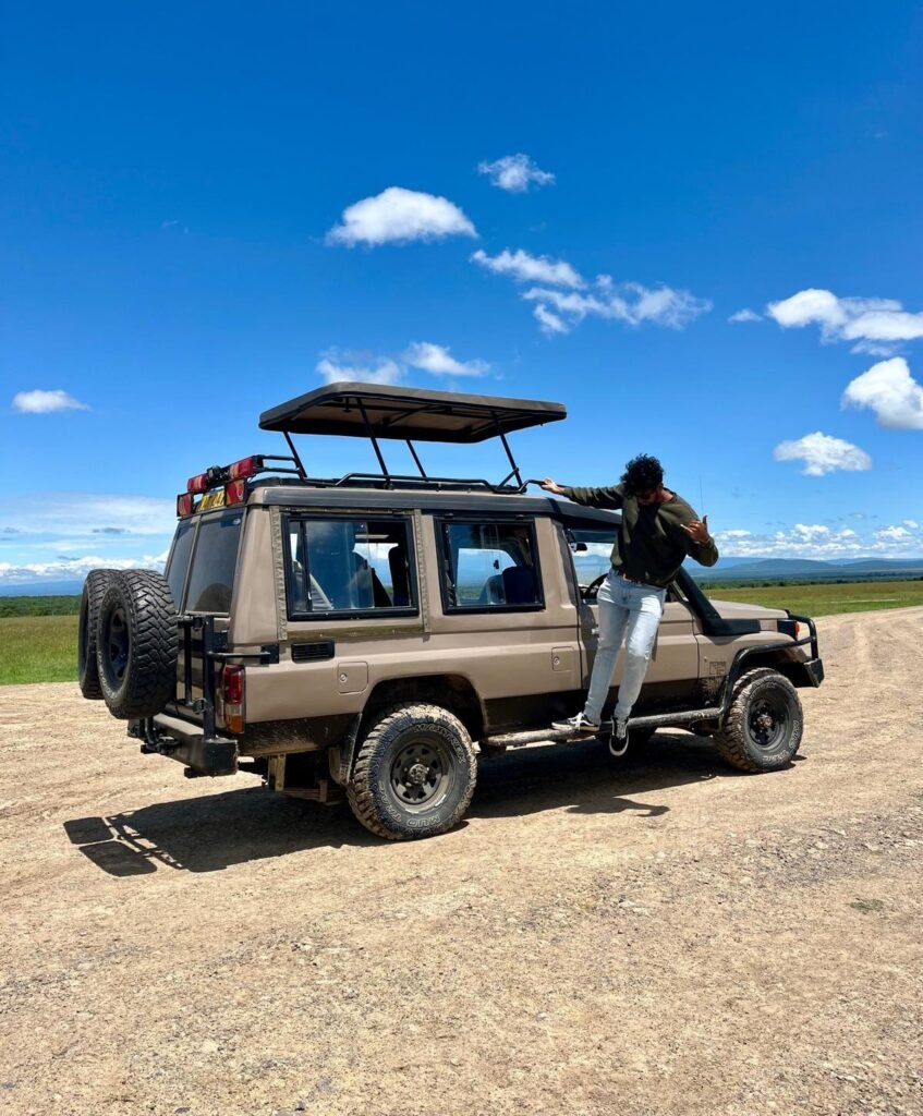 Randy the backpacker with his off road car in africa