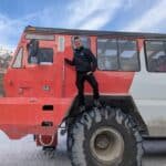 Andy Argo with his Ice Explorer on the Athabasca Glacier